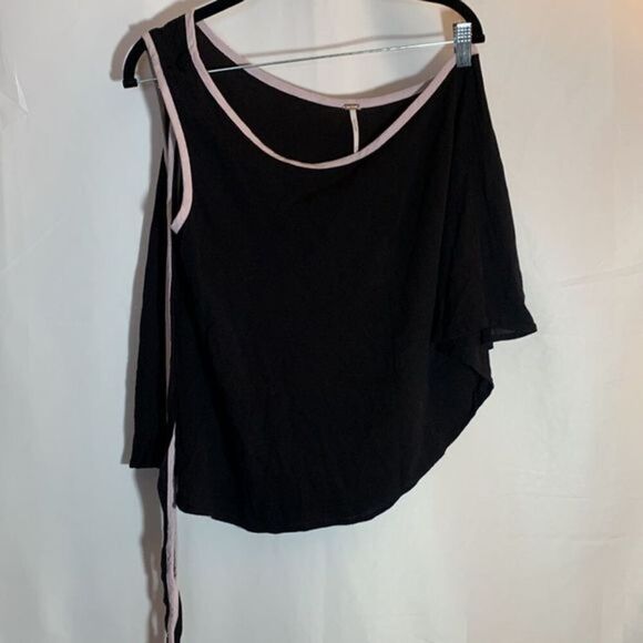 Free People Black One Shoulder Black Tie Tank Top - Picture 3 of 5